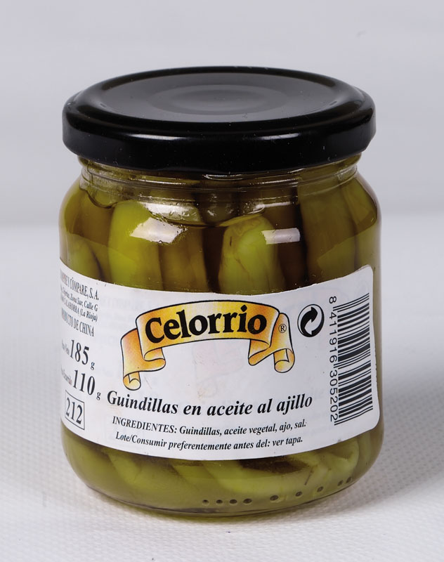 Guindillas en Aceite al Ajillo Tarro 212 ml
